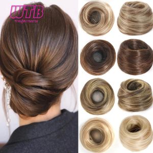 WTB สังเคราะห์ผมตรง Chignon ยางยืดหยุ่นผมปลอมคลิปในผม TAIL EXTENSION Updo ผมชิ้นหางม้า