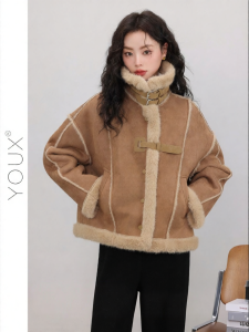 YOUXIANG | Áo Khoác Len Vintage Dày