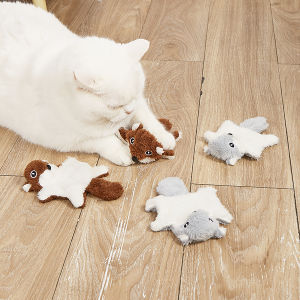 1 Piece of Plush Squirrel Pet Voice Teasing Toy Cat Dog Toy Self Fun Bite Resistant Grinding Toy