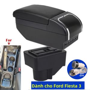 Hộp Để Tay Ford Fiesta 3 2011-2018 Da/Nhựa ABS Lưu Trữ Nội Thất Trang Bị Thêm Phụ Kiện Xe Hơi