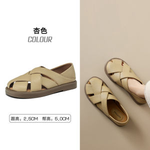 Daphne Flat Bottom Sandals Womens 2025 New Summer Hollow out Slip-On Roman Beach Sandals Fashionable Low Cut Rubber Sole