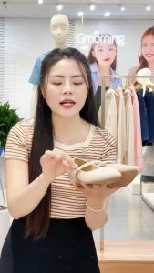 [MUA 2 GIẢM 70K] Giày Búp Bê Nữ GUMAC Thiết Kế Mũi Nhọn Quai Ngang Phối Khóa Thời Trang GF01078