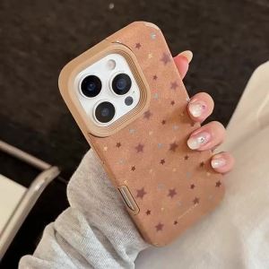 Korean Full Screen Stars Leather Texture Phone Case For iPhone 17 Air 13 14 15 16 12 11 Pro Max Floral Shockproof Soft Cover
