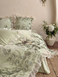 Retro Princess Style Milk Velvet Bedding Set Floral Quilt