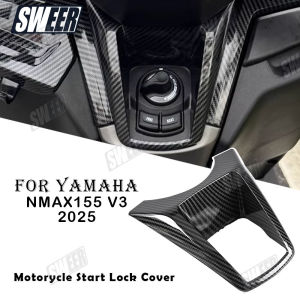 Motorcycle Start Lock Carbon Fiber Cover Compatible With Yamaha NMAX155 V3 2025 Electric Door Lock Protective Cover