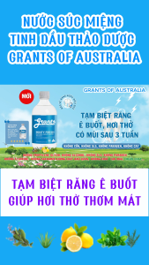 Nước súc miệng tinh dầu thảo dược Grants  500 ml Ngừa  viêm nướu Ngừa hôi miệng ê buốt răng ngừa viêm họng cảm cúm covid....