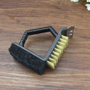 Multi-functional Iron Cleaning Brush for BBQ Grates Mesh and Carbon Net