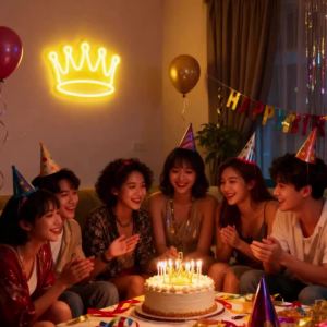 Crown Neon Sign for Party DecorLED Neon Light for Bedroom Kid Room Teen Boys Room Bar Birthday Party Wedding Wall Arts USB Sign