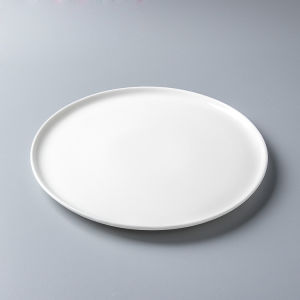 Elegant European Style Ceramic Steak Plate Pure White round Breakfast Pasta Pizza Salad Plate Dinnerware Dish Home Kitchen