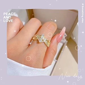 ring jewelry pawnable pure 18k saudi gold Diamond cross ring female light luxury fashion simple temperament jewellery couple ring