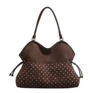 URCDN RDALVO | Korean Style Suede Polka Dot Tote Large Capacity