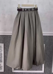 Korean Draping Pleated Swing Suit Long Skirt