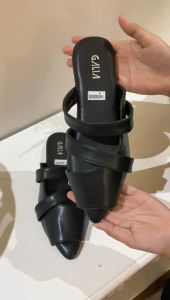 GALIA Raline Sandal Wanita Mules Flat Slip On Hak Datar 1 cm