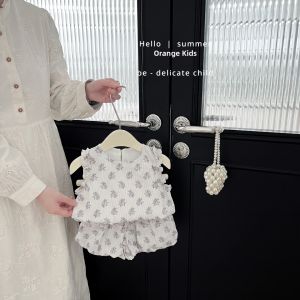 Sweet Floral Cotton A-Class Sleeveless Tunic Shorts Set