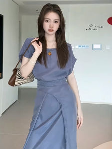 PEIZIXUAN | French Elegance Purple Asymmetric Dress