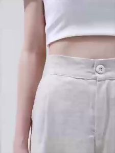 Cotton Linen Straight Tapered Culotte Pants For Women
