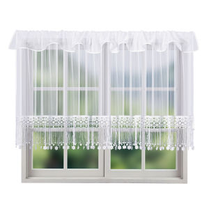 1PC Simple Lace Sheer Curtain with Floral Tassel Semi-Transparent Drape for Living Room Perfect Housewarming Gift for Loved Ones