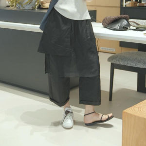 Shalldoer | Casual High Waist Wide Leg Pants Womens Summer New Style Trousers Net Splicing Straight Cut Drawstring Loose Fit Trousers