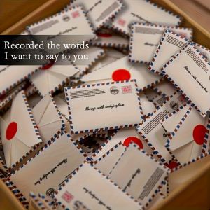 90Pc Elegant Mini Envelope Set with Red Seal - Cute Stamps and Heart/Round Label Designs - White Background with Blue and Red Borders Self-Adhesive Closure Suitable for Weddings Valentines Day Mothers Day Graduation Back to School Season - Pre-W...