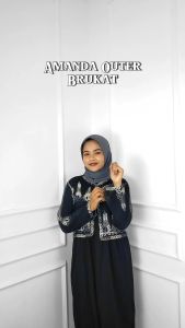 Outer Kondangan Wanita AMANDA OUTER SIFON NILON APK BRUKAT TIMBUL Cardigan Korea Style Outher Brokat