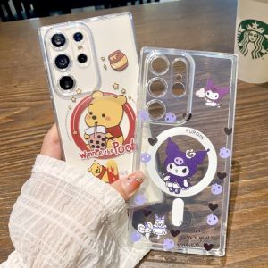 CrashStar MagSafe Cute Cartoon Soft Shockproof Phone Case For Samsung Galaxy Note 20 Ultra S25 S24 S23 S22 Ultra S21 Plus + S20 FE Note 10 Pro A16 A06 A55 A35 A15 A05S Wireless Charging Phone Casing Transparent Phone Cover Casing Shell