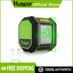 Huepar Cross Line Laser Level Pocket Size 2 Lines Germany Osram Vertical Level with Type-C & Li-ion Battery