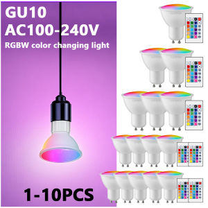 1-10PCS RGB GU10 LED Spotlight Bulb 24 Key Remote Control Dimmable 6W AC220V 110V Colorful Change for Bedroom Living Room Lamp