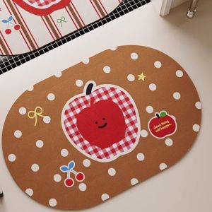 Bathroom Mat Quick Dry Silicon Dendroid Anti Slip Mold Proof Toilet Entrance Door Rug Cute Cartoon Design Modern Simple Style