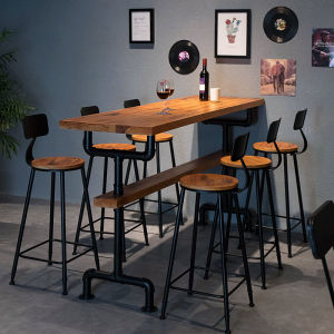 American Style Bar Counter Table Wooden High-legged Barside Long Table for Home Use Simple Design Customizable Entertainment Furniture