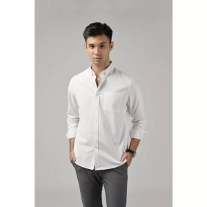 KEMEJA POLOS LENGAN PANJANG WARNA CREAM SIZE M L XL XXL XXXL
