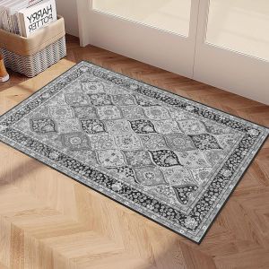 VIKAMA American Persian Machine Washable Carpet Low Pile Soft Non-Slip Welcome Doormat Home Decor Bathroom Kitchen Rug