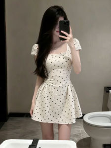 LIRENQING | Đầm Dots Polka Đẹp Dáng Xòe Ngắn