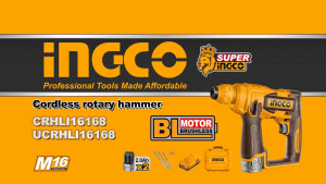 Máy khoan bê tông motor không chổi than hệ pin 16V INGCO CRHLI16168 1.8J dùng cho lắp đặt camera nội thất kệ giá đỡ
