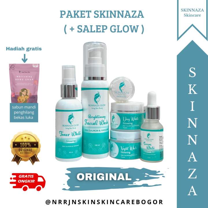 PAKET SKINNAZA + (SALEP GLOW) Untuk Kulit Sensitif, Beruntusan, Flek ringan, Kusam