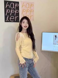 Áo Thun Dài Tay Nữ Phong Cách Hàn Quốc Ngọt Ngào Cay Nồng Thiết Kế Ôm Vừa Vặn Mùa Xuân Thu Mới Nhỏ