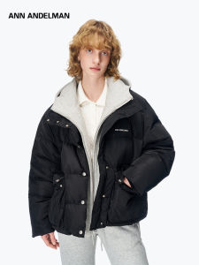 ANN ANDELMAN | Black Hooded Faux Two-Piece Thick Winter Down Jacket