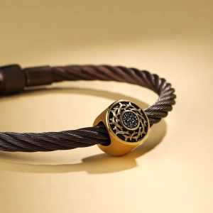 Chow Sang Sang 周生生 999 Gold XL Black Diamond Thorny Elements Charm for Men 95758C (Bracelet Not Included)