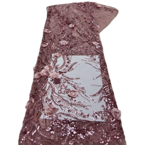 Vải Ren Thêu Sequin Châu Phi 2.5 Thước Chất Liệu Ren Lưới Pháp Cao Cấp Thêu Tay Nigeria Dùng Để May Và Các Dịp Đặc Biệt