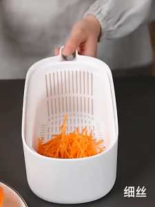 Multifunctional Vegetable Slicer & Shredder – 6-in-1 Kitchen Cutter Potato Lemon Carrot & Fruit Slicing Tool with Container