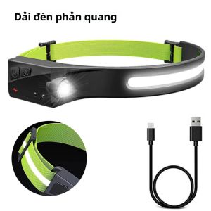 Đèn Pha LED COB Có Cảm Biến Đèn Pin Sạc USB 5 Chế Độ Chiếu Sáng Pin Tích Hợp Đèn Pha Chống Nước Đèn Pin Để Chạy Ban Đêm Cắm Trại Câu Cá