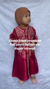 Gamis Pesta Anak 1-2 Tahun Bahan Kristal Merah Bordir Plus Payet