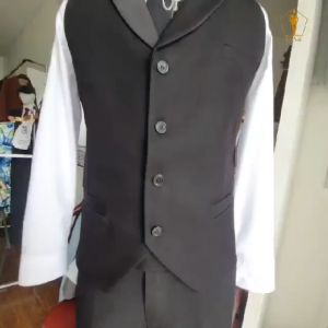 Áo ghile nam 6 nút TRAZ Áo gile nam đen trắng có cổ tuxedo hai hàng nút form ôm cao cấp lịch lãm