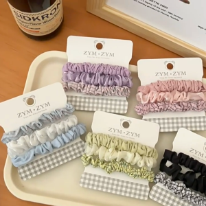 SHISNDAY (3pcs) Ikat Rambut Scrunchie Kecil Aksesoris Rambut Korea Kunciran Set Hairband Mini Karet Rambut Anak Perempuan