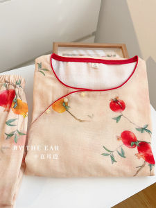 Summer Bamboo Cotton Sleepwear Short Sleeve Home Clothes Set New Chinese Style National Trend Bamboo Fiber Nightgown