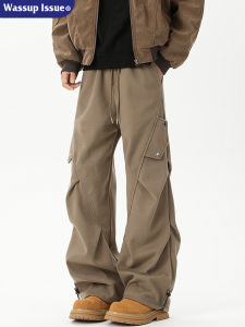 Vintage Wide-leg Workwear Style Summer Fashionable Loose-fitting Straight Leg Pants