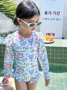 CHUXIU | Cute Cartoon Quick Dry UV Protection Girls One Piece Long Sleeve Swimwear
