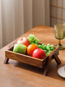 Retro Chinese Style Wooden Fruit Tray Tea Table Snack Candy Plate for Living Room Home Use Solid Wood Tray Tea Cooking