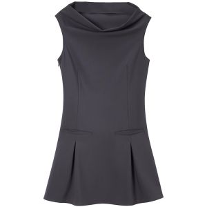 SOLWEIGE | SOLWEIGE Comfortable Maintenance Suit Fabric Pocket Collar Design Commute Elegance Vest Short Dress Women City Commute A-Line Skirt