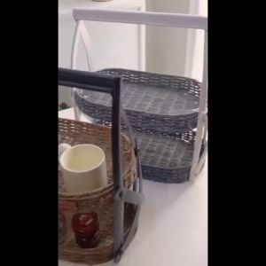 Keranjang Rotan Susun Oval/Keranjang Serba Guna/Tempat Botol Bumbu Toples