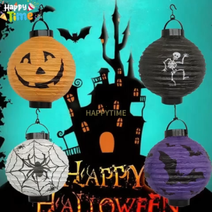 【Happy Time】Halloween Party Paper Lanterns Set Pumpkin Bat Spider Skull Hanging Lights for Haunted House Outdoor Indoor Decorations INS TIKTOK Viral Atmosphere Trick-or-Treat Photobooth Setup